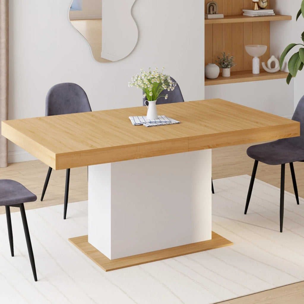 IDMarket - Tavolo da pranzo rettangolare allungabile EDEN 6-10 persone in legno e bianco 160-200 cm