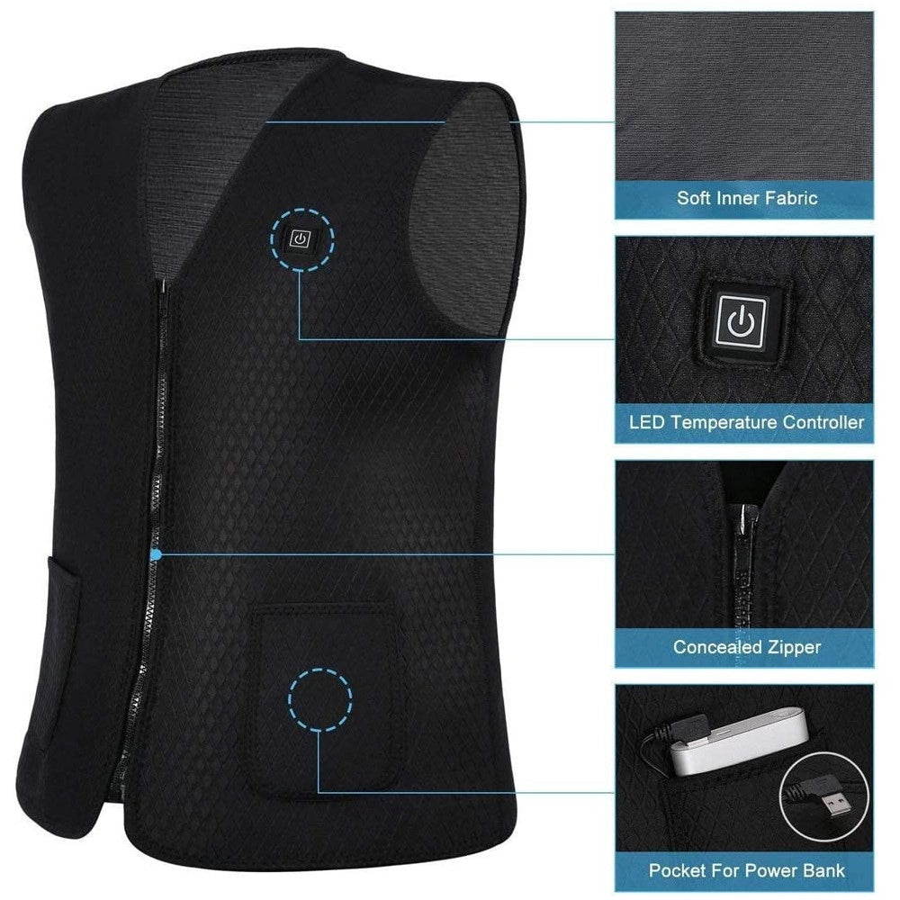 Trade Shop - Gilet Giubotto Riscaldante Usb Riscaldato Giacca Termica Unisex Riscaldamento -    Xxl