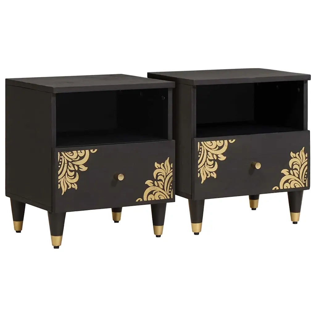 Set di 2 Comodini | Armadio da Notte | Mobiletto da notte con cassetto Nero 40 x 33 x 46 cm