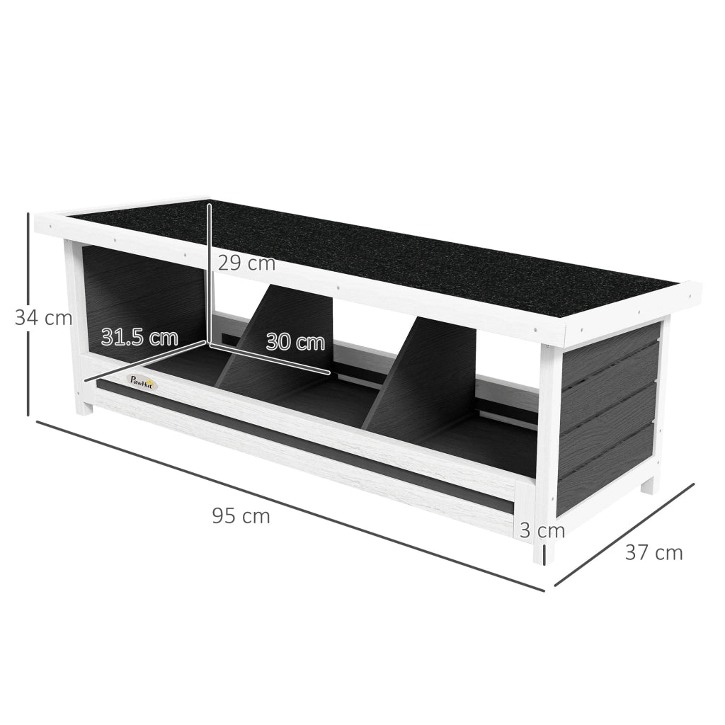 Nido per Galline a 3 Aree ¨C zephmum ¨C Legno e Bitume, Grigio, 95x37x34 cm