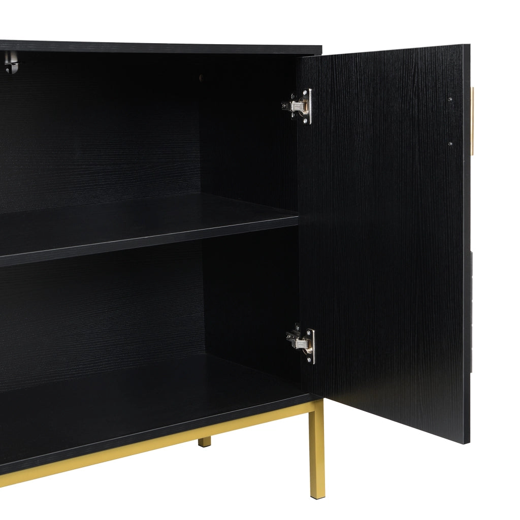 Credenza a quattro ante con ripiani regolabili in MDF nero per soggiorno, sala da pranzo e ingresso 160 × 40 × 80,5 cm