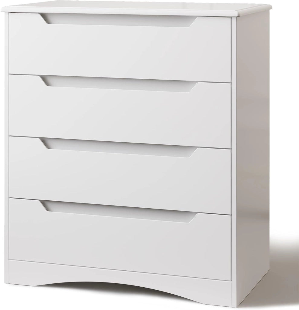 Cassettiera Camera da Letto con 4 cassetti, settimino camera da letto,Moderno e Salvaspazio per la Camera da Letto Soggiorno e Ingresso, 71 x 41 x 82 CM,Bianco (Bianco)