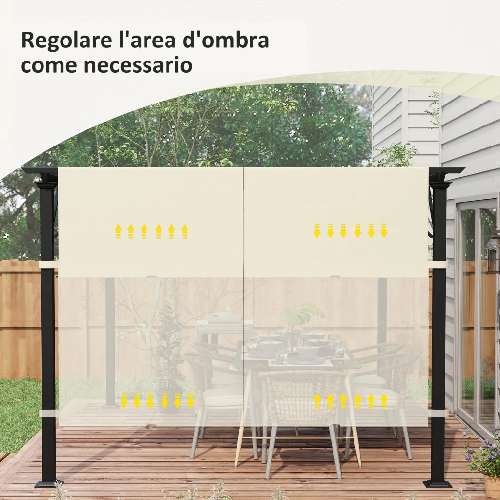 Copertura per Gazebo Pergola 488x122 cm con Tasche e Cinghie in Poliestere Bianco Crema