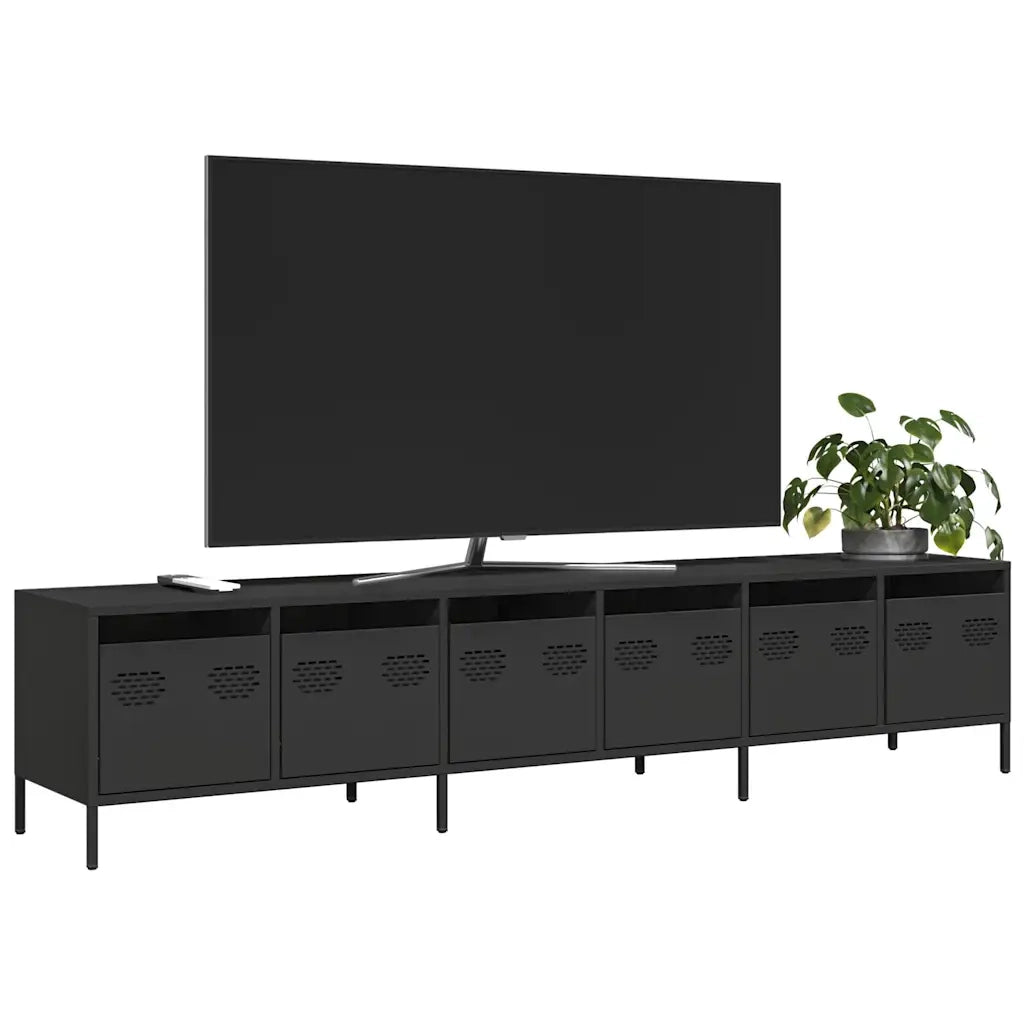 Mobile TV Nero 202x39x43,5 cm in Acciaio Laminato a Freddo 3307149