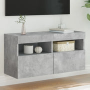 Mobile TV a Parete con Luci LED-Mobile TV a Muro Grigio Cemento 80x30x40 cm