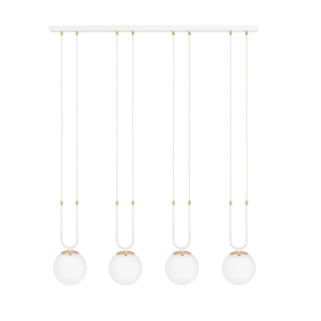 Lampada a sospensione GLAM in acciaio bianco opaco e oro