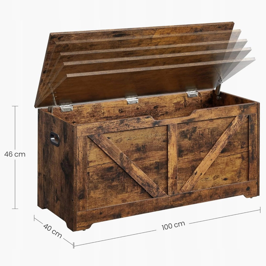 Valora CHEST Baule portaoggetti in truciolato marrone rustico per camera da letto