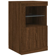 Mobiletto laterale moderno con illuminazione a LED 41 x 37 x 67 cm ampio spazio contenitivo stile contemporaneo legno di rovere 02_0049374