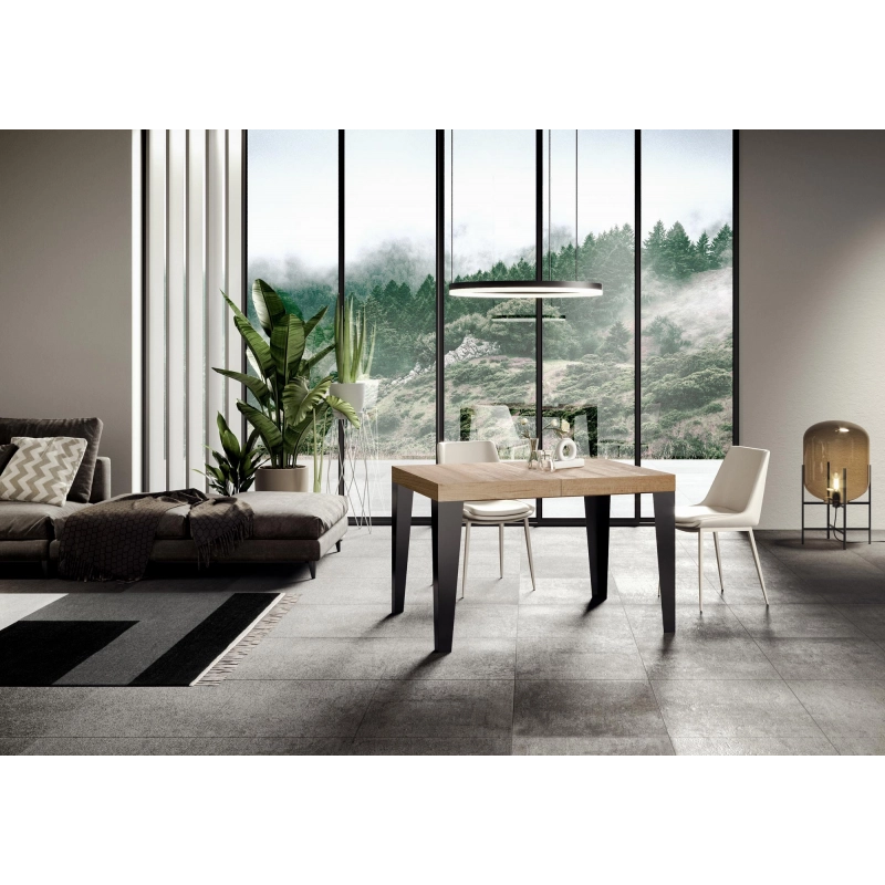 Tavolo allungabile 90x140/244 cm Flame telaio Antracite - Quercia Natura