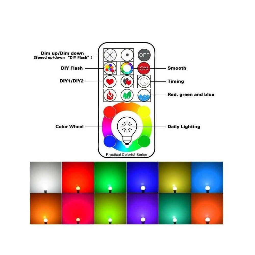 Trade Shop - Lampadina A Led Da 10 Watt Lampada E27 Rgb Rgbw Con Telecomando Dimmerabile A+ -