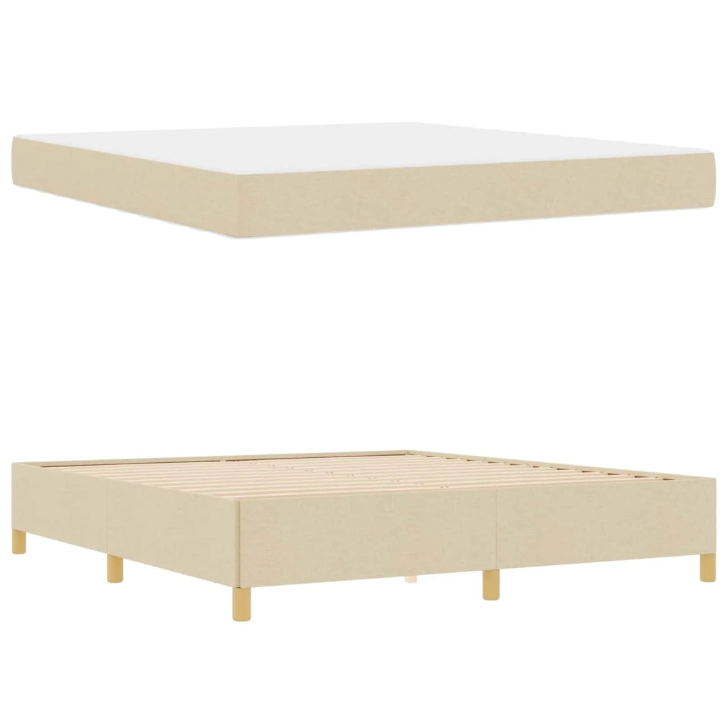 Struttura del letto con materasso Crema 180 x 200 cm Tessuto
