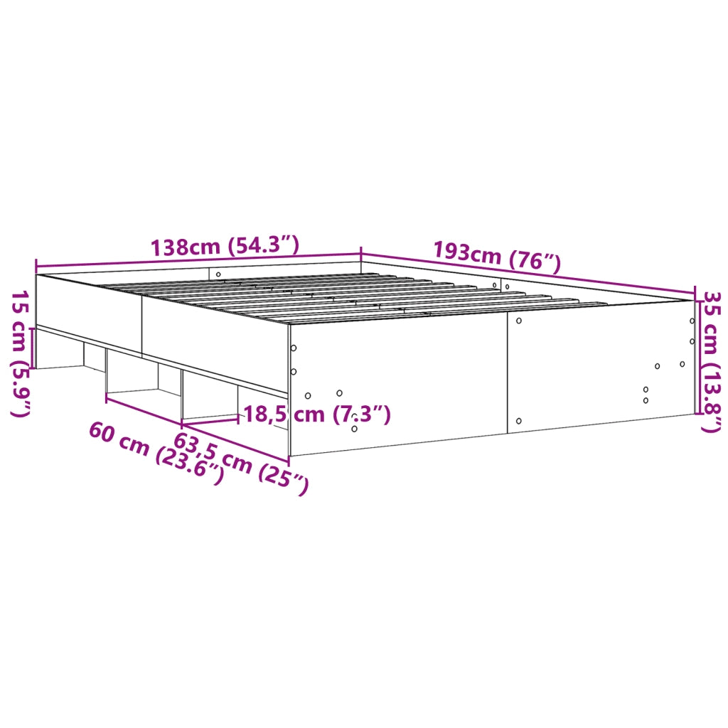 Giroletto Nero 135x190 cm in Legno Multistrato