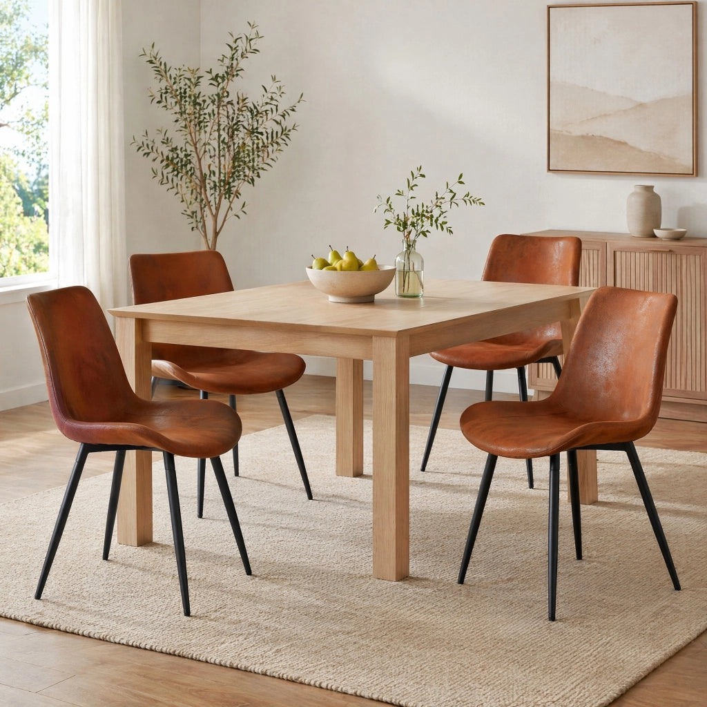 SEDIA da pranzo set da 4 pezzi 76.5x58.0x51.5 cm tessuto marrone e metallo nero