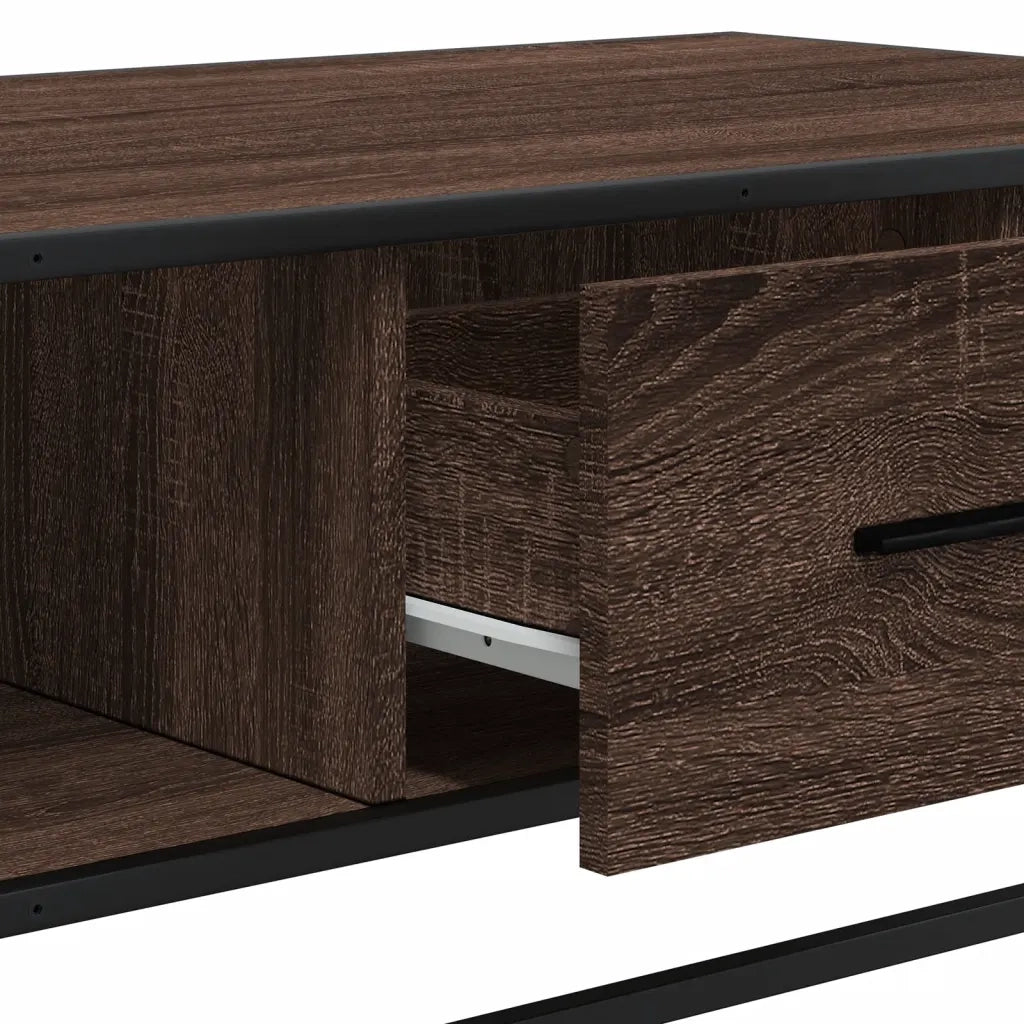 vidaXL Tavolino Rovere Marrone 100x57x35 cm Legno Multistrato Metallo