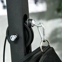 Stazione Fitness Multifunzione con Lat Machine, Sedile Regolabile e Supporto per Dischi, Nero