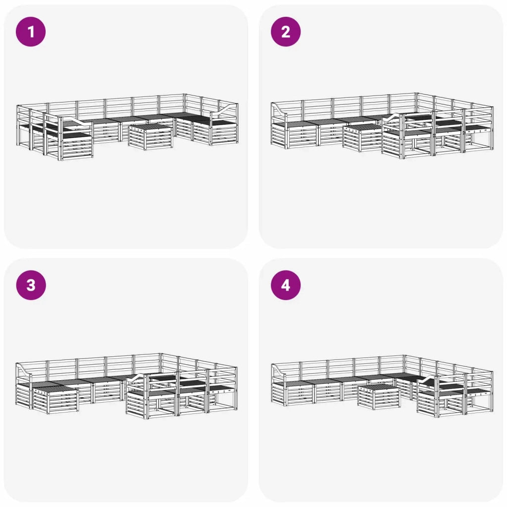 Set di divani da esterno 11 pcs Bianco 59 x 59 x 37 cm 3392639