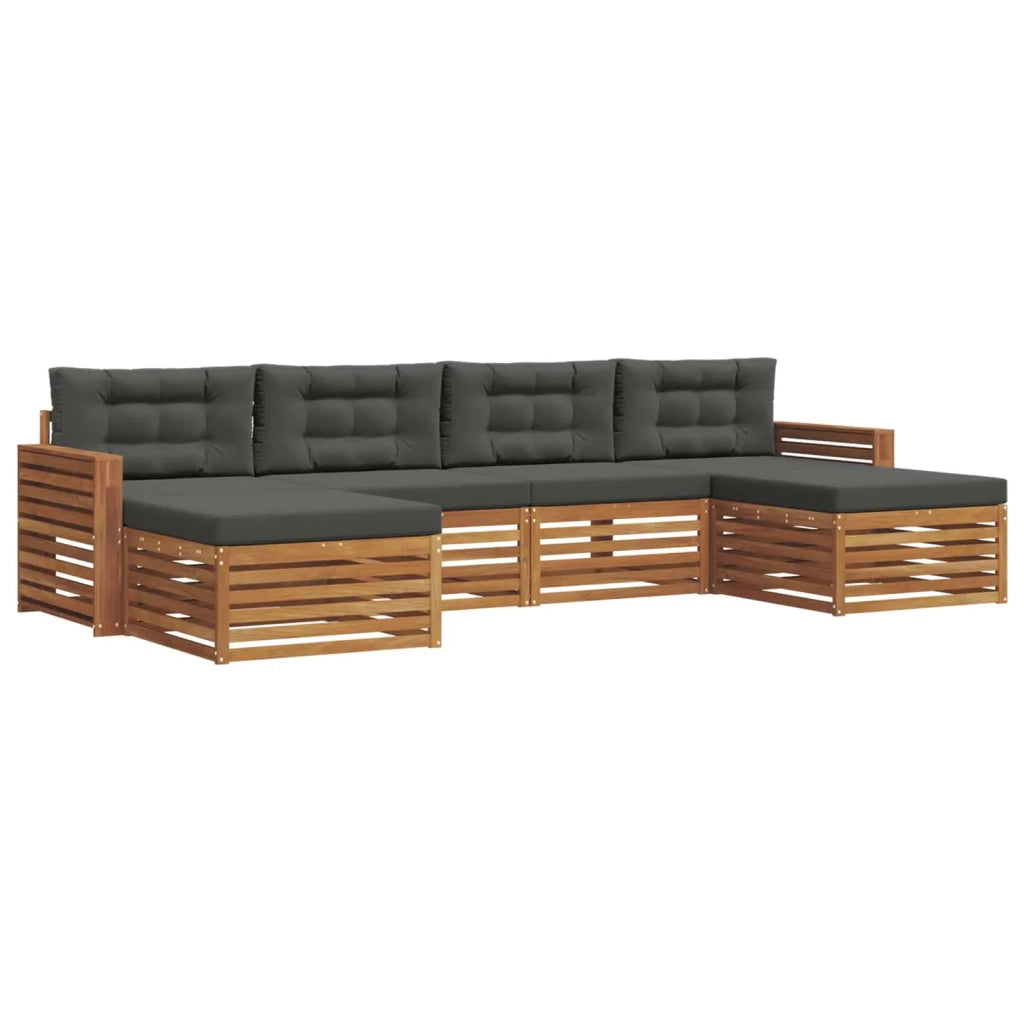 Set divani 6 pcs Naturale e Antracite Legno di Acacia Massello 3373907