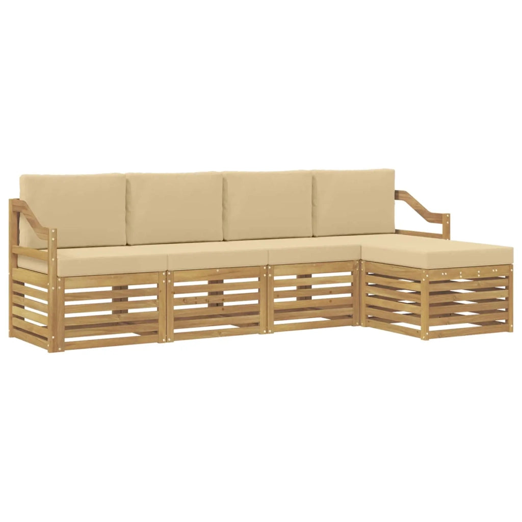 Set di divani da esterno 5 pcs Bianco e Beige Poliestere