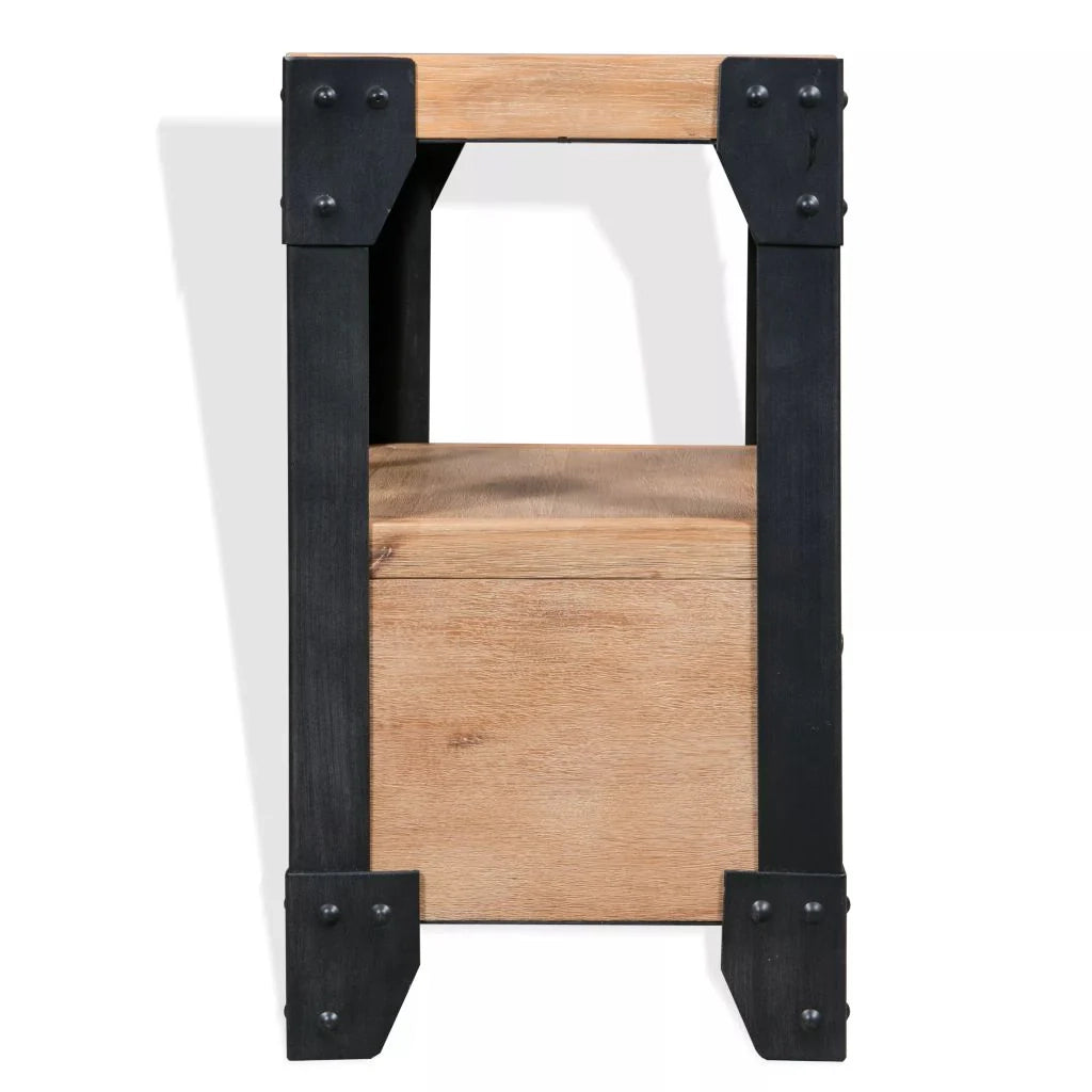 Comodino comodino cassettiera armadio mobili camera da letto legno di acacia acciaio 40 x 30 x 54 cm 1402125
