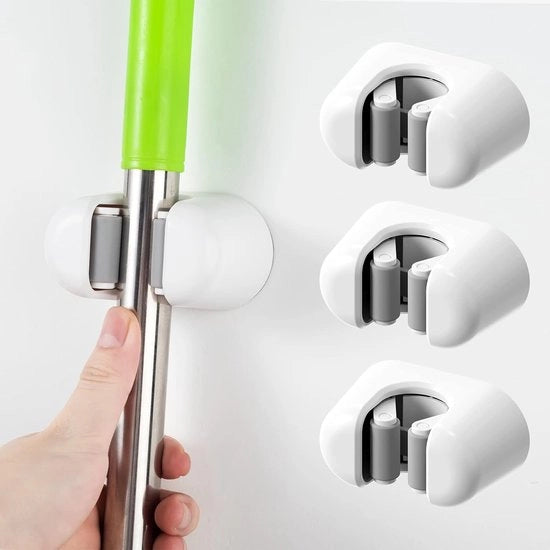 Organizzatore di rastrelli in plastica, 3 pezzi, supporto per rastrello, supporto per dispositivo, supporto per rastrello per uso domestico, cucina, bagno, garage, giardino, supporto per rastrello, organizzatore di reti, bianco chiaro.
