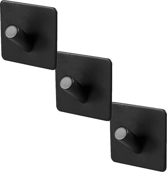 Hanger per asciugamani in acciaio inossidabile senza forare Hanger per asciugamani per bagno e cucina in acciaio inossidabile adesivo senza forare Pacchetto da 3 Hanger adesivi per asciugamani neri in acciaio inossidabile
