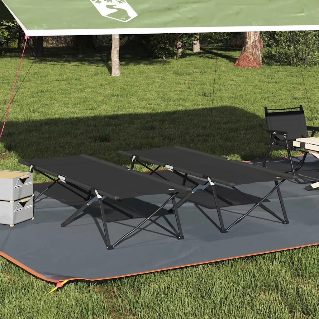 Letto da campeggio pieghevole 2 pz Nero 206 x 76 x 74 cm CFW1604316