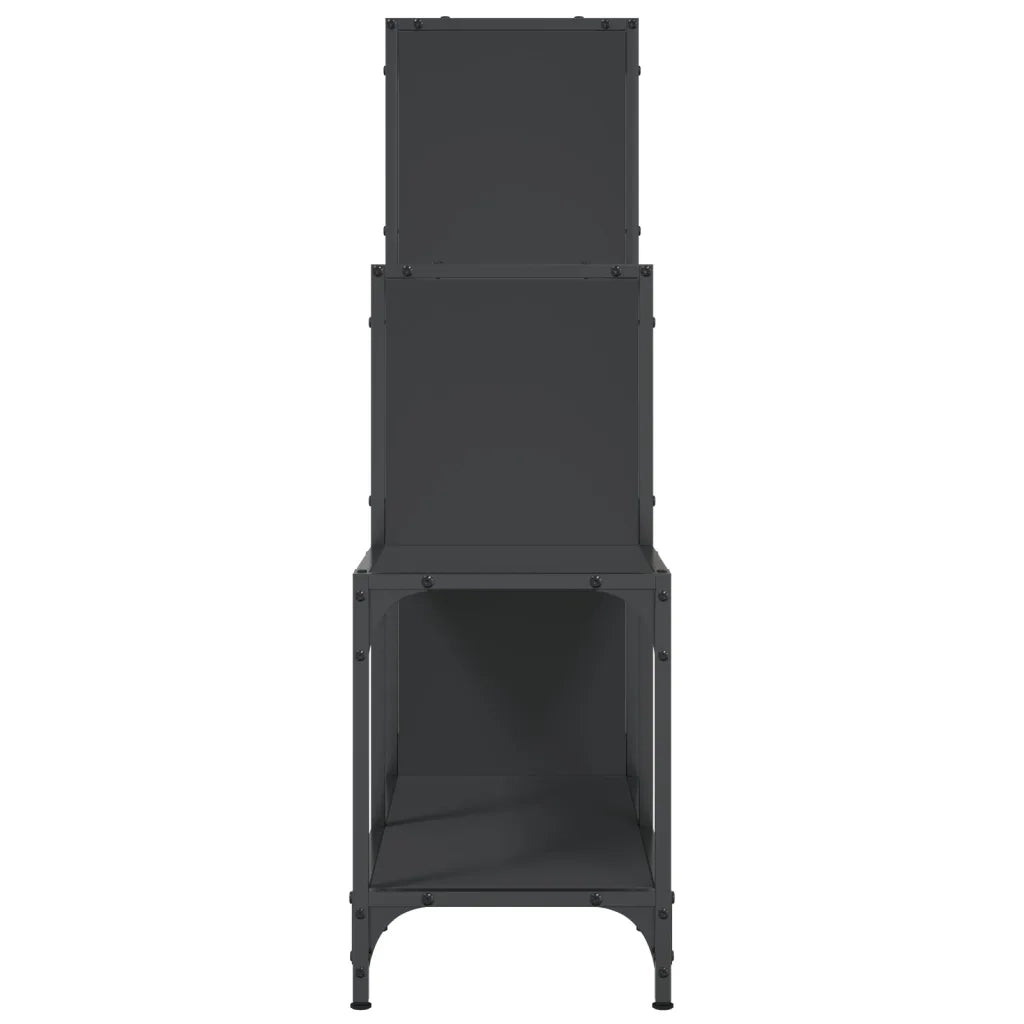 Libreria Nera 92x30x102 cm in Legno Multistrato e Metallo