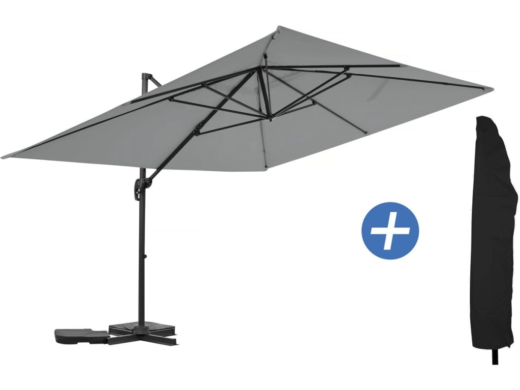 Ombrellone da giardino a sbalzo in alluminio "Sky 4" - 3 x 4 m - Grigio - Con telo