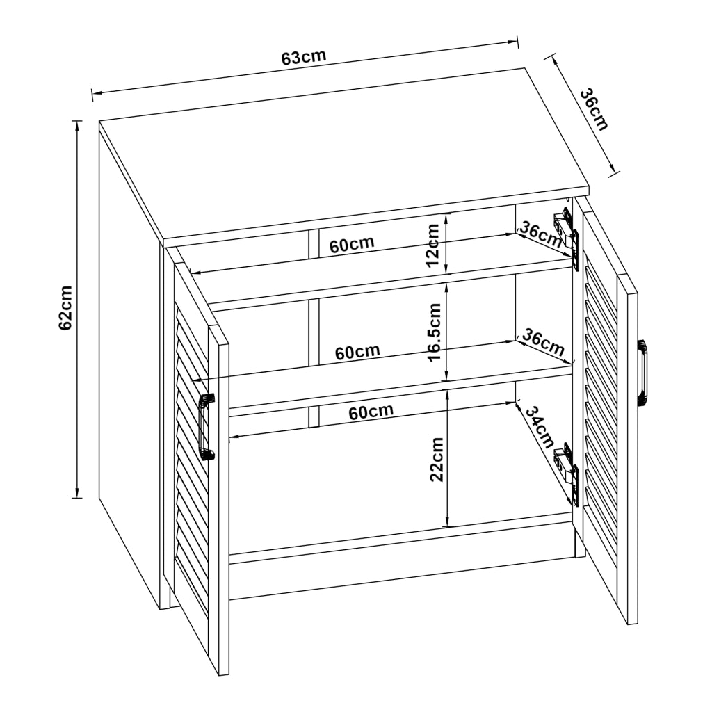 Armadio Scarpiera Løten con Ante a Persiana 62 x 63 x 36 cm Bianco [en.casa]