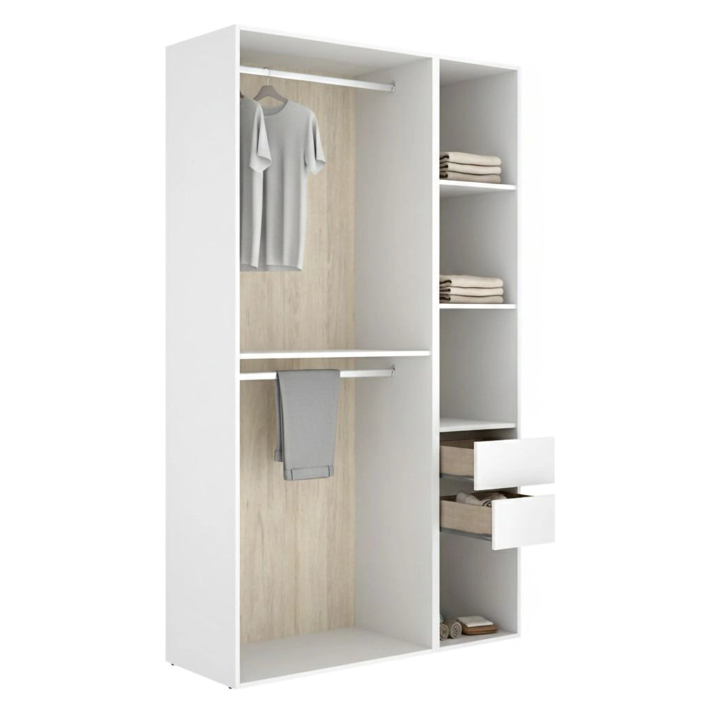 Armadio Camera da Letto Fellowship, Guardaroba Grande 4 Ripiani, 45x205h cm Bianco