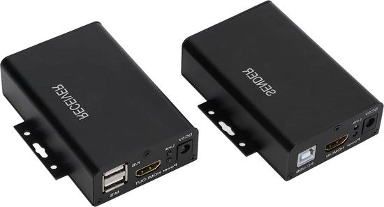 Estensione KVM via USB e HDMI 1080P con supporto Ethernet fino a 120 m su Cat6 a HDMI ricevente con supporto tastiera USB - Set di 2 - Qualità eccellente.