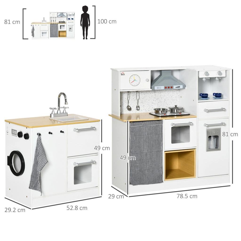 EasyComfort Cucina Giocattolo 2 Pezzi per Bambini 3-6 Anni con Utensili da Cucina, Luci ed Effetti Sonori, in MDF e PP