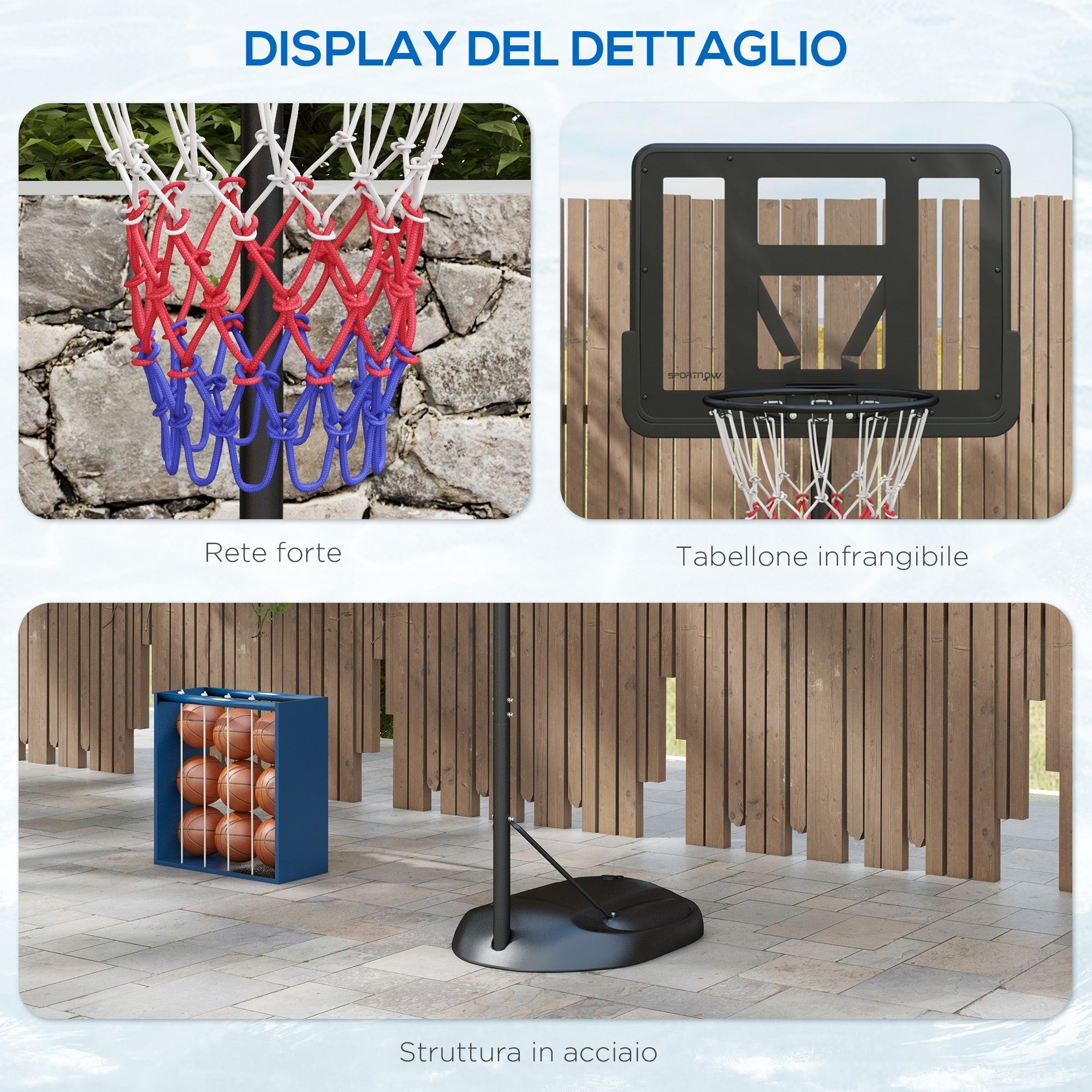 Canestro Basket ad Altezza Regolabile 216-277 cm con Base Riempibile in Acciaio e PE Nero