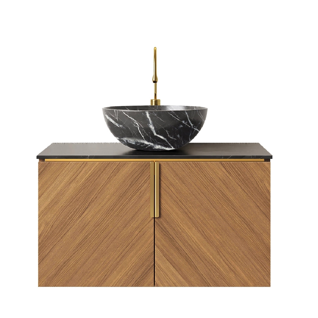 Mobile Bagno Sottolavabo con Lavabo in Ceramica ¨C MINIMAL ¨C 2 Ante, Legno Espresso, 76 cm