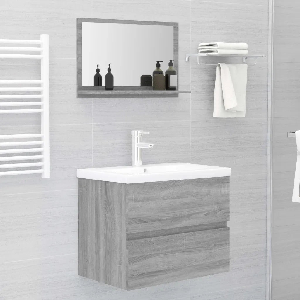 Specchio da Bagno Grigio Sonoma 60x10,5x37 cm Legno Multistrato cod mxl 78581