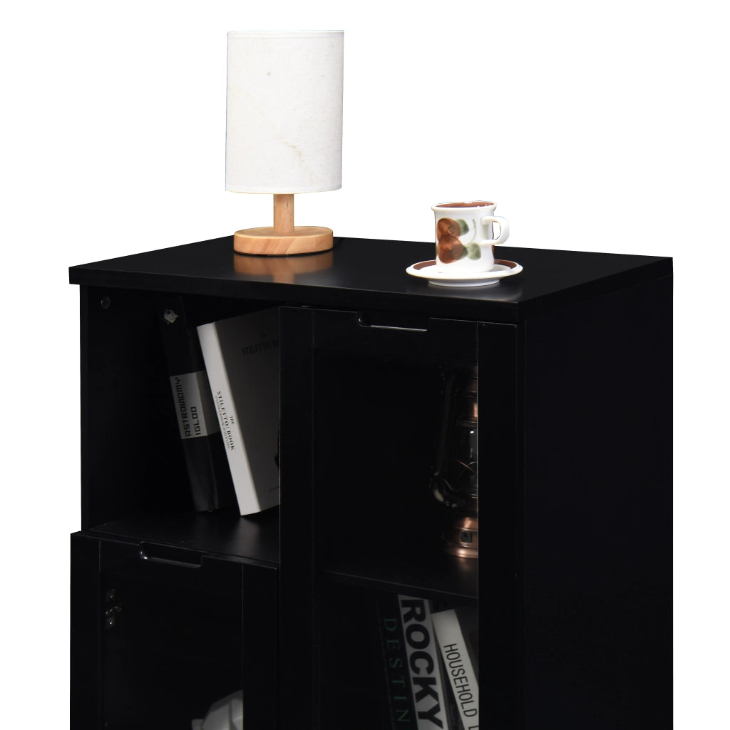 Mobile con Ante in Vetro e Cassetto ¨C MINIMAL ¨C MDF Laccato Nero