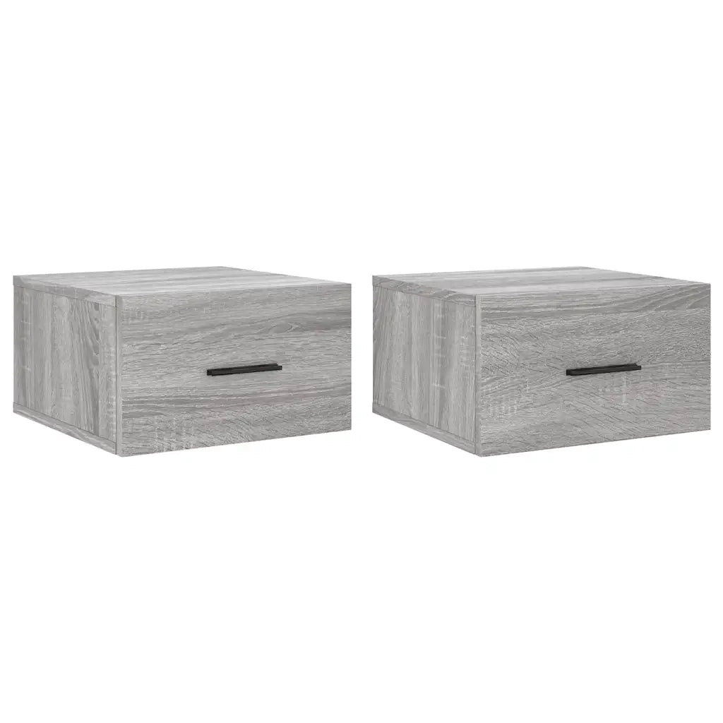 Set di 2 Comodini | Armadio da Notte | Mobiletto da notte a Muro Grigio Sonoma 35x35x20 cm