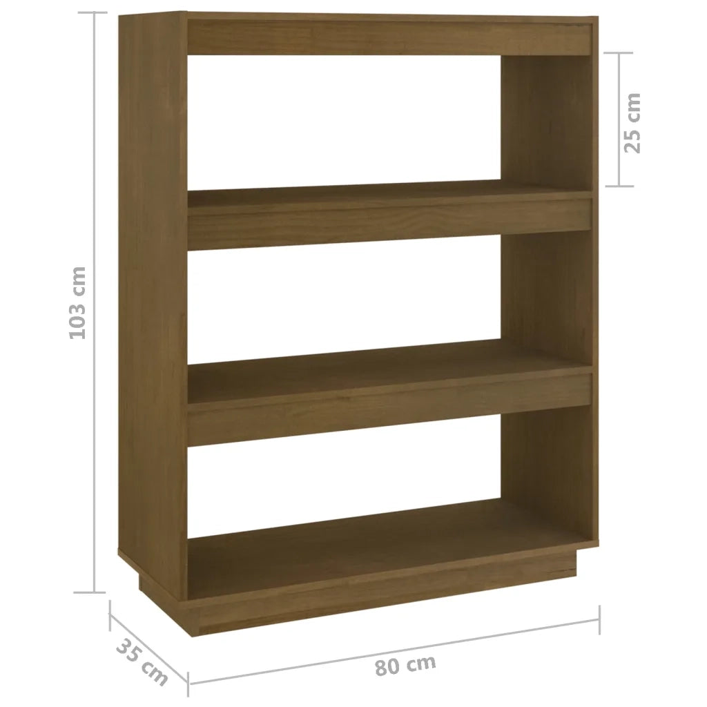 Libreria Divisorio-Scaffale per Libri-Mobile di Stoccaggio Ambra 80x35x103 cm in Massello di Pino