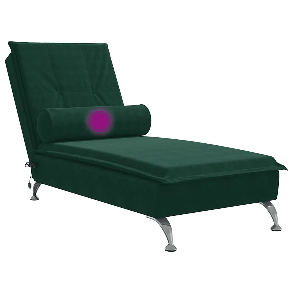 Chaise Longue Massaggi con Capezzale Verde Scuro in Velluto CFW9592668