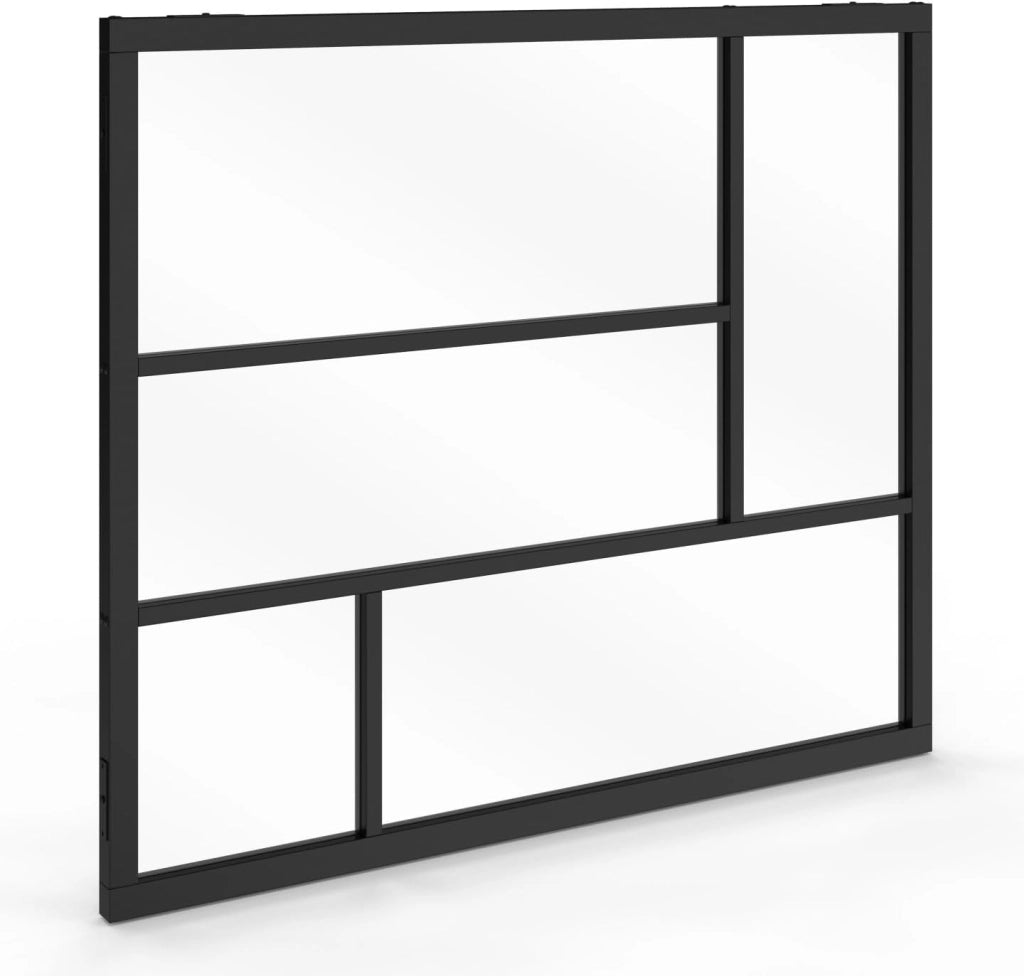 IDMarket - Tetto Geometrico in Vetro da Studio L. 93 x H. 108 cm in Metallo Nero e Vetro temperato