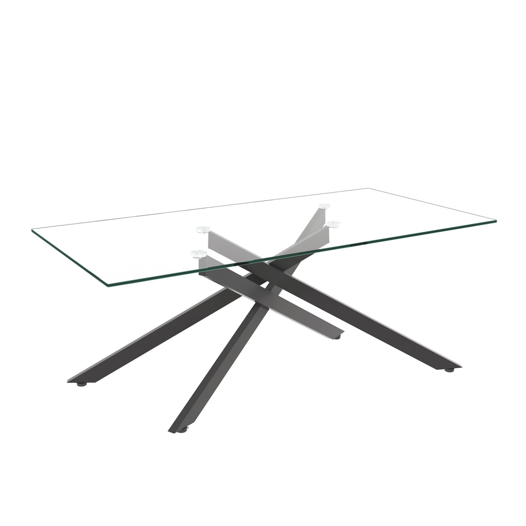 TAVOLINO DA CAFFÈ Rettangolare 120x60x46 cm Vetro Temperato e Metallo Nero