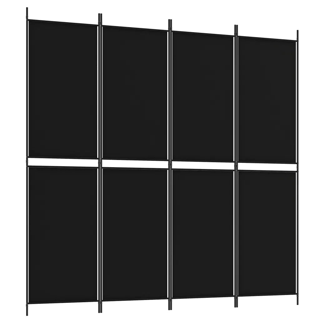 Divisorio Ambienti | Divider per stanze | Paravento a 4 Pannelli Nero 200x200 cm in Tessuto