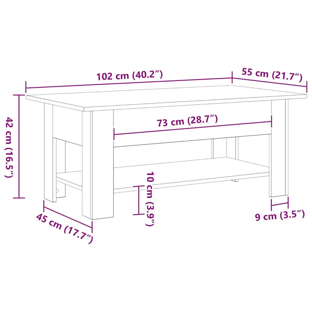 Tavolino da salotto Rovere Nero 102 x 55 x 42 cm 862711