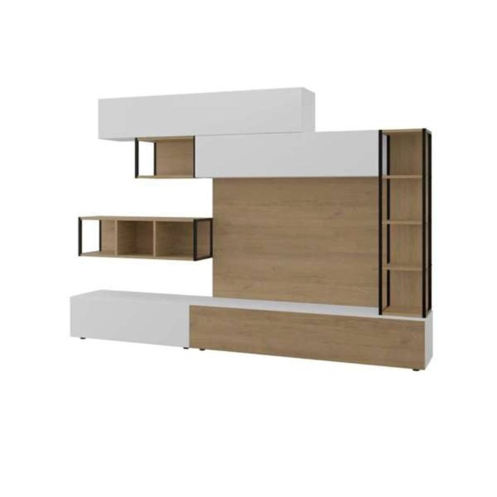 Parete attrezzata 260 cm. Tronador colore bianco e rovere