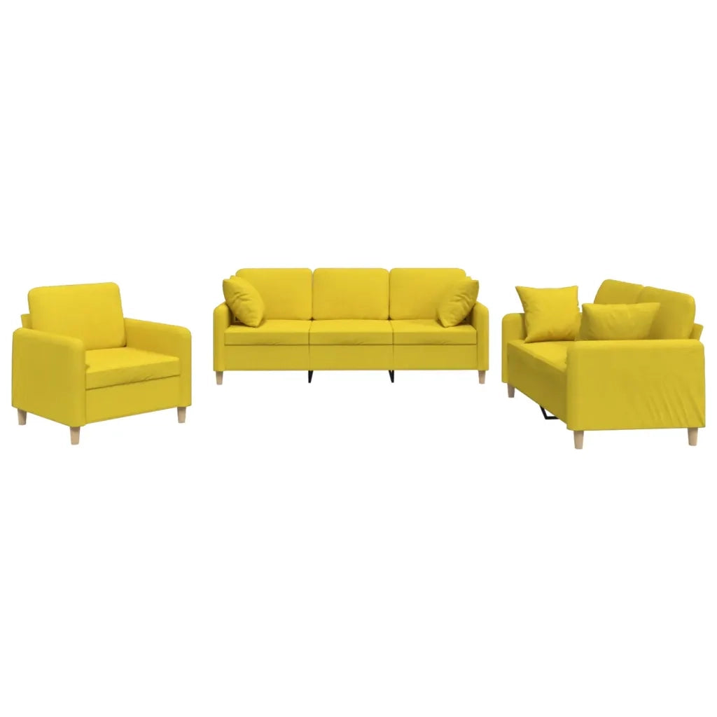 Set di Divani 3 pz con Cuscini Giallo Chiaro in Tessutocod mxl 83285