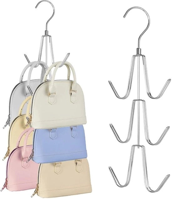 Organizzatore per Sciarpe/Cinture - Manubrio Rotativo - Hanger Multifunzionale - Design Compatto - Solida e Stabile - Massimo 10 kg Sostenibile - Scaffale Rotante