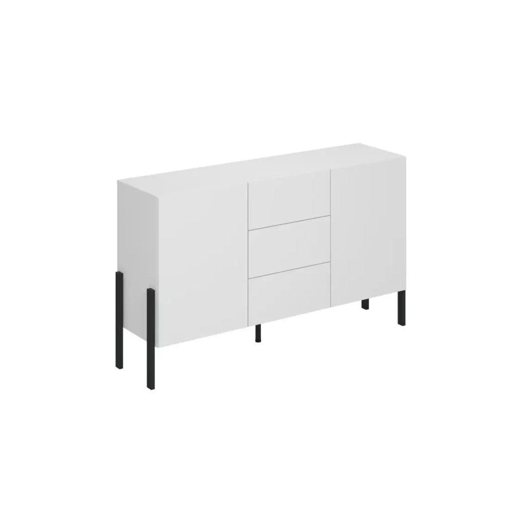 Pack salotto SALMA – Buffet XL 4 porte, armadio 2 porte & buffet 2 porte e 3 cassetti bianco super opaco & nero opaco