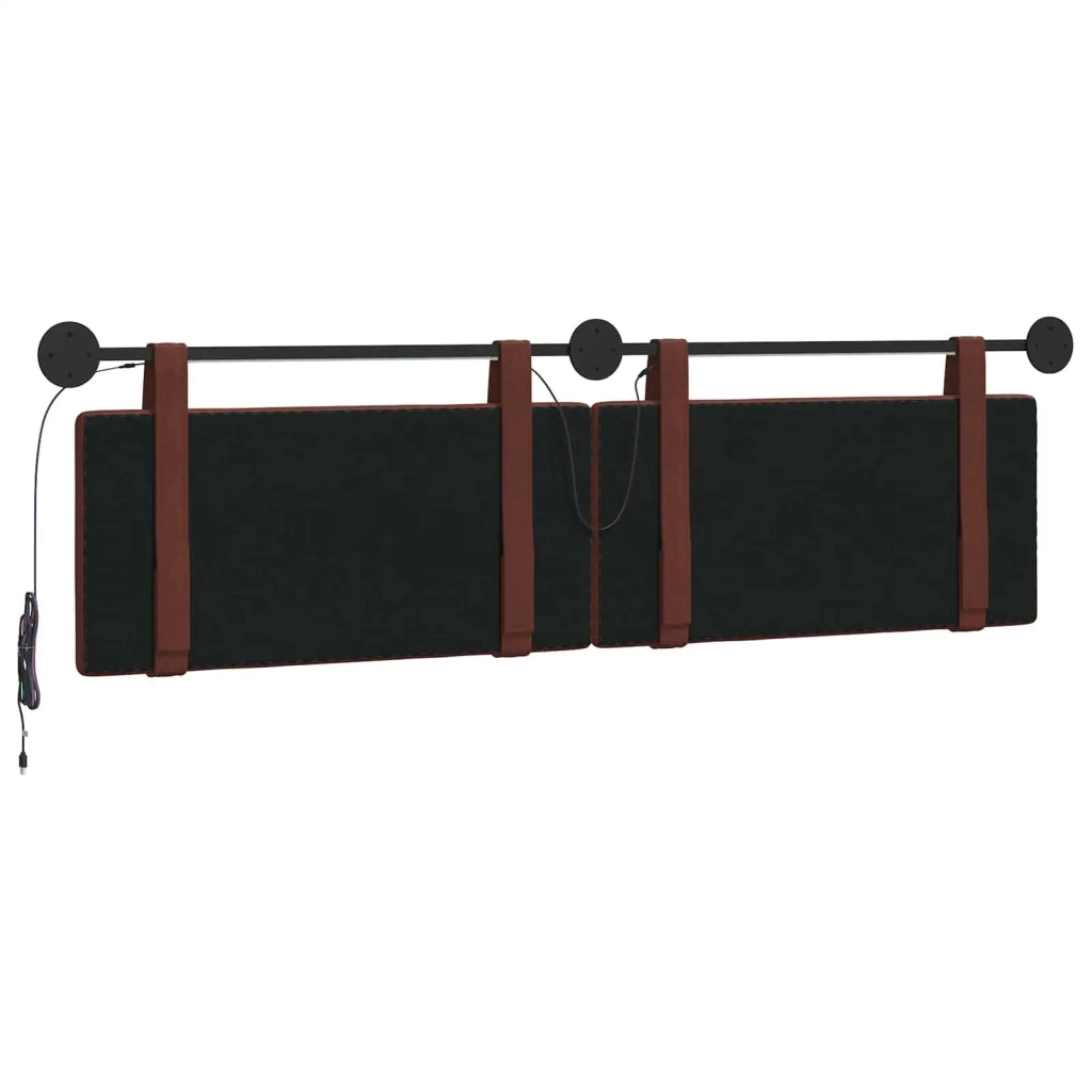 Testiera sospesa Con luce LED Marrone Lucido PU Antico