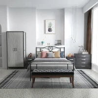 Struttura Letto Una Piazza e Mezza in Acciaio con Doghe Integrate, Testiera e Pediera, 140x200cm