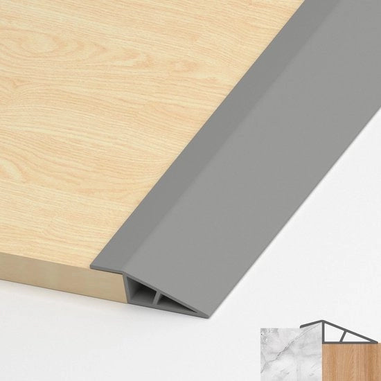 Striscia di copertura PVC per dorsi di porta, profilo di transizione autofibro, striscia di transizione per differenze di altezza di pavimento, copertura di dorsi per pavimenti in parquet e lamina. (grigio, 10 mm - 15 mm, 1 m)
